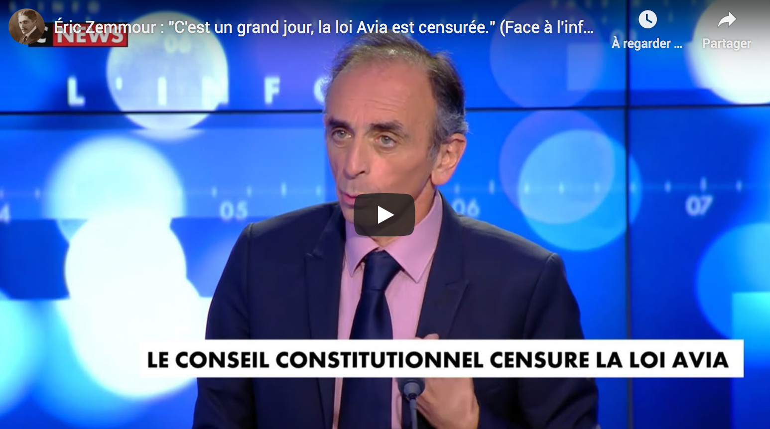 Éric Zemmour : “C’est un grand jour, la loi Avia est censurée” par le Conseil Constitutionnel (VIDÉO)