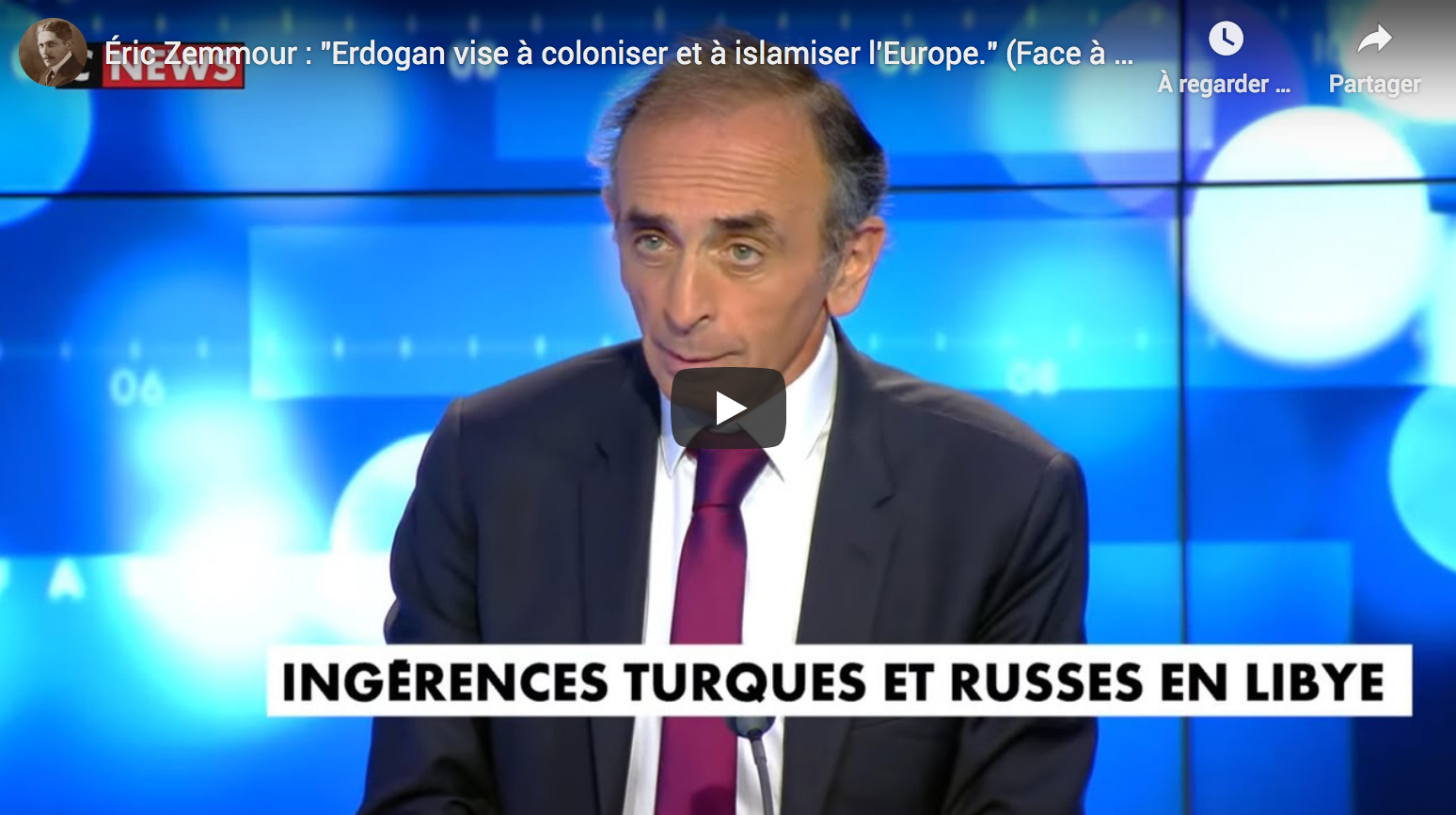 Éric Zemmour : “Erdogan travaille à coloniser et à islamiser l’Europe” (VIDÉO)