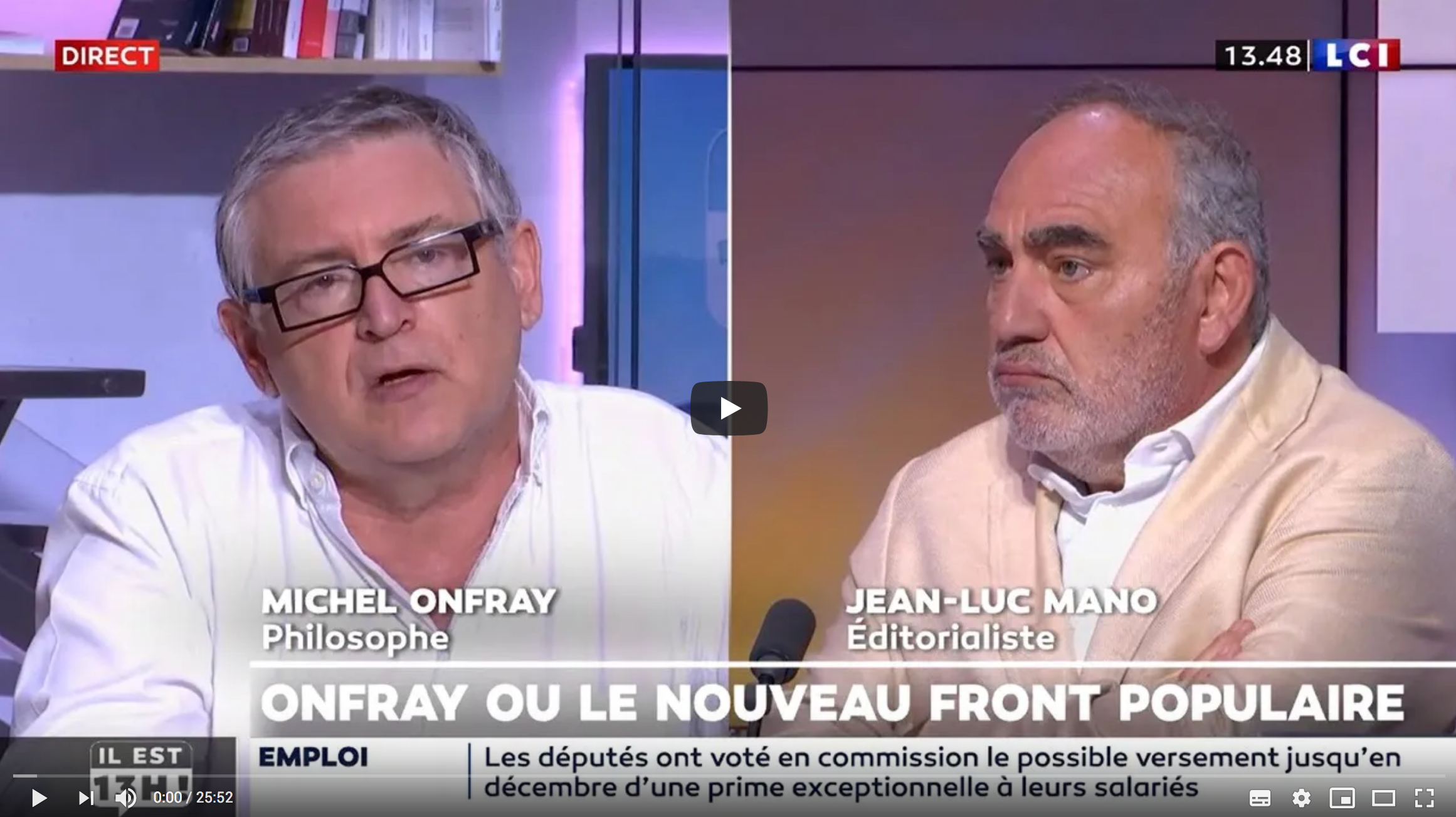 Michel Onfray défend le professeur Didier Raoult après son audition et détruit l’éditorialiste Jean-Luc Mano (VIDÉO)
