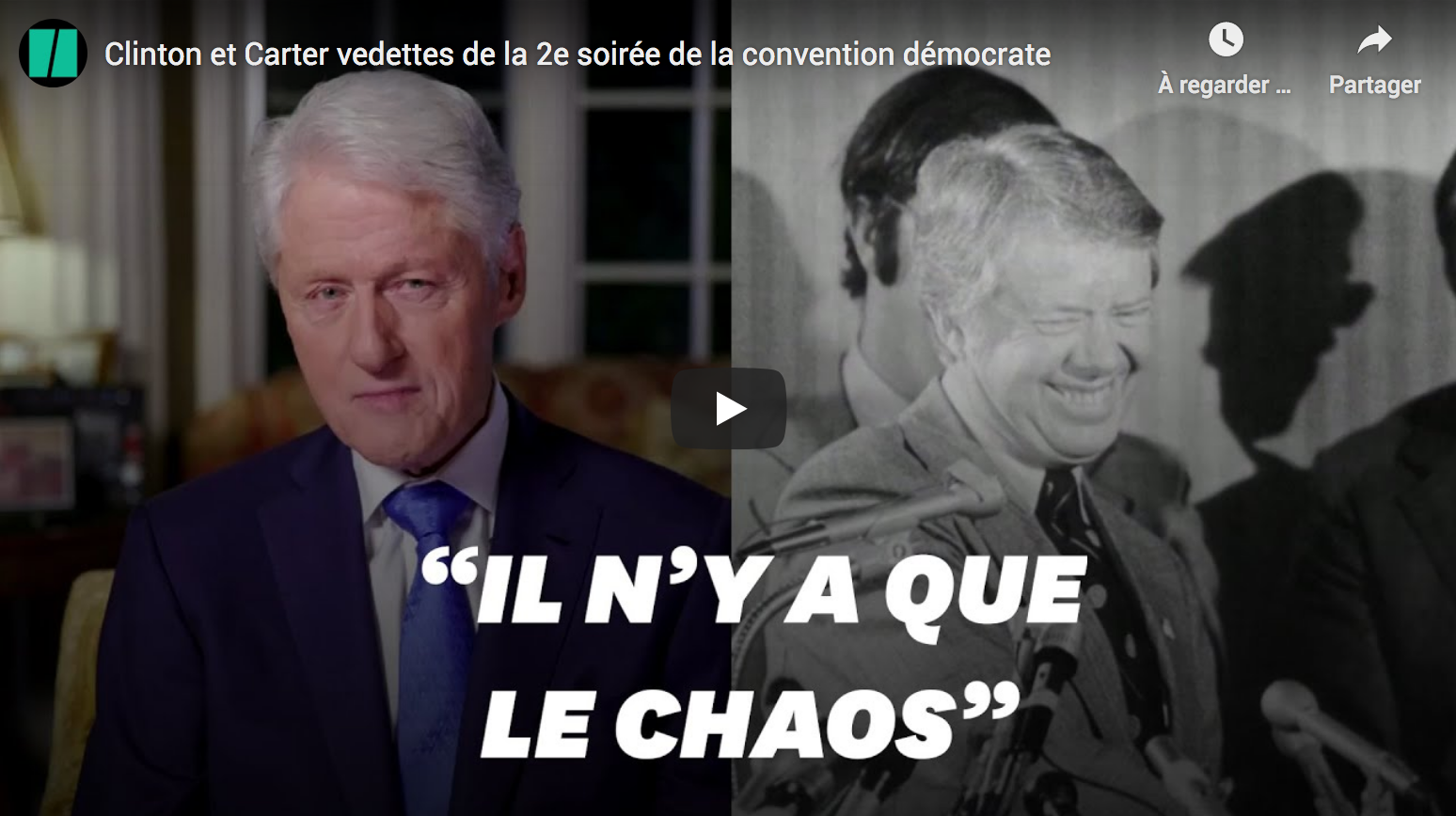 Les vieux boomers de sortie : Clinton et Carter vedettes de la 2e soirée de la convention démocrate