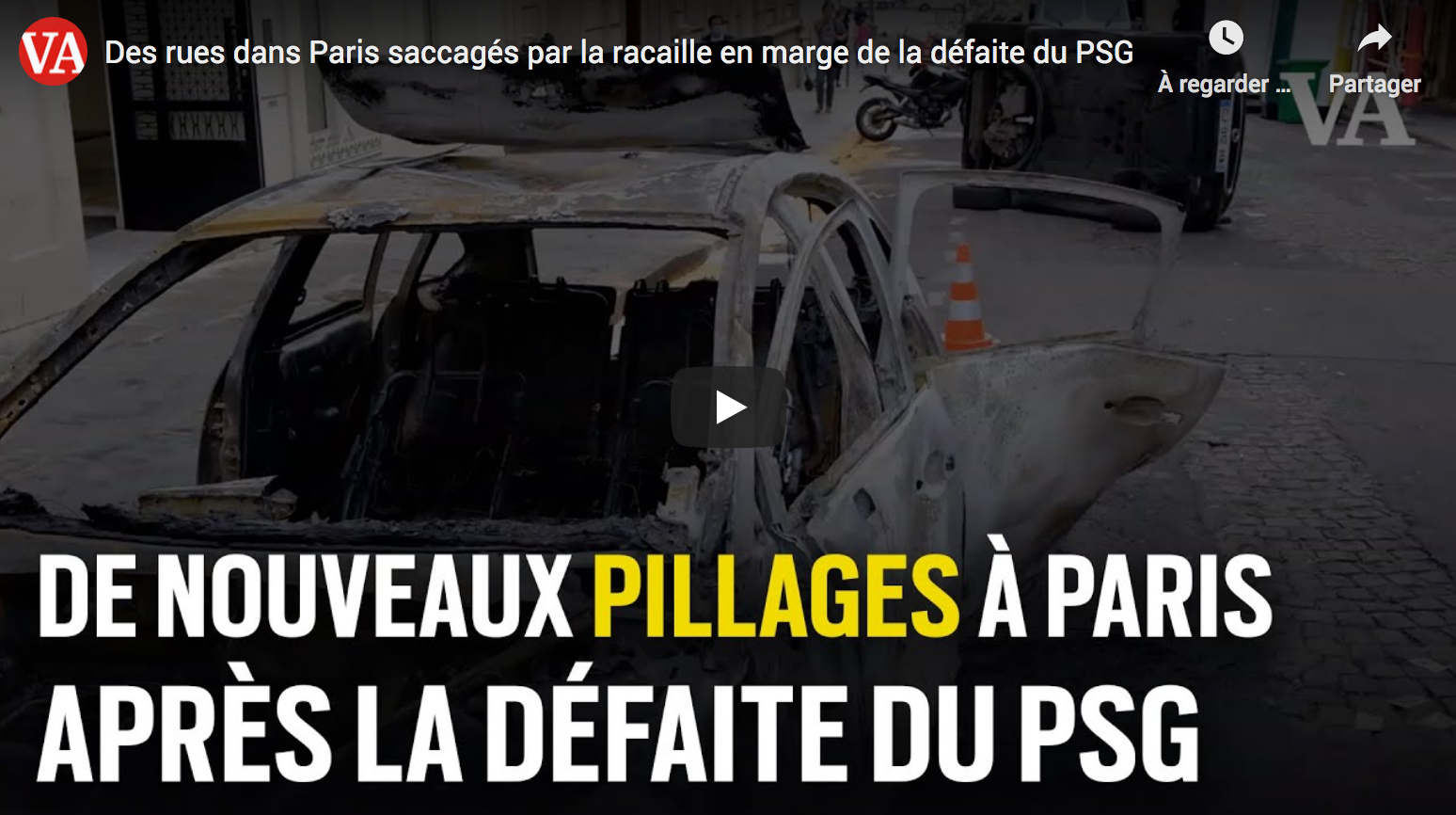 Des rues dans Paris saccagées par la racaille en marge de la défaite du PSG (VIDÉO)