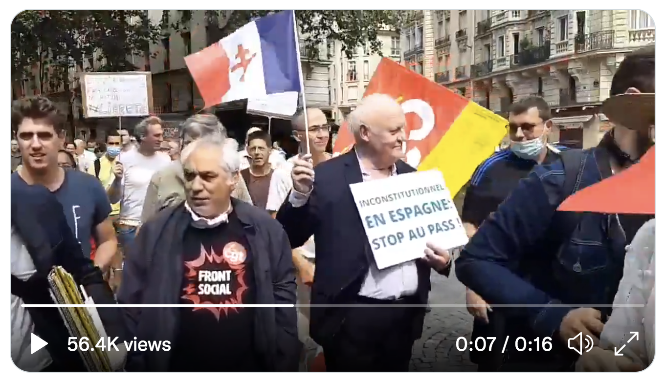 Manifestation contre le pass sanitaire : des syndicalistes crasseux tentent d’évincer (sans succès) François Asselineau (VIDÉO)