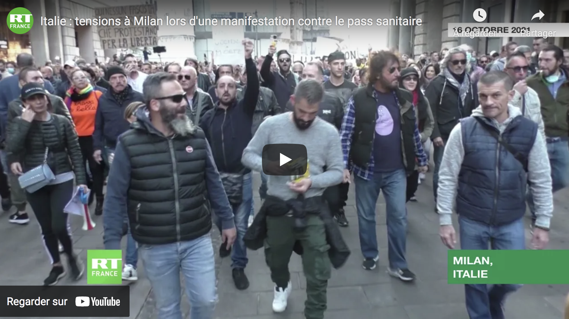 Italie : tensions à Milan lors d’une manifestation contre le pass sanitaire (VIDÉO)