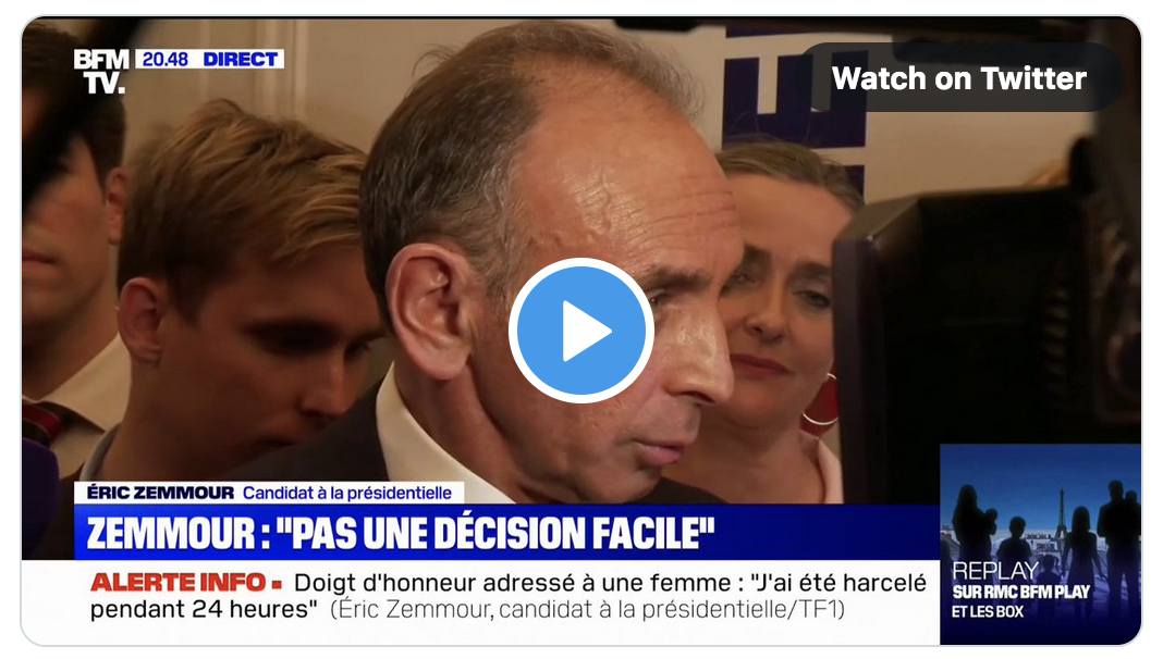 Drôle : Zemmour force Le Pen et Pécresse à se positionner à droite (où elles ne sont pas à l’aise vu qu’elles ne sont PAS de droite)