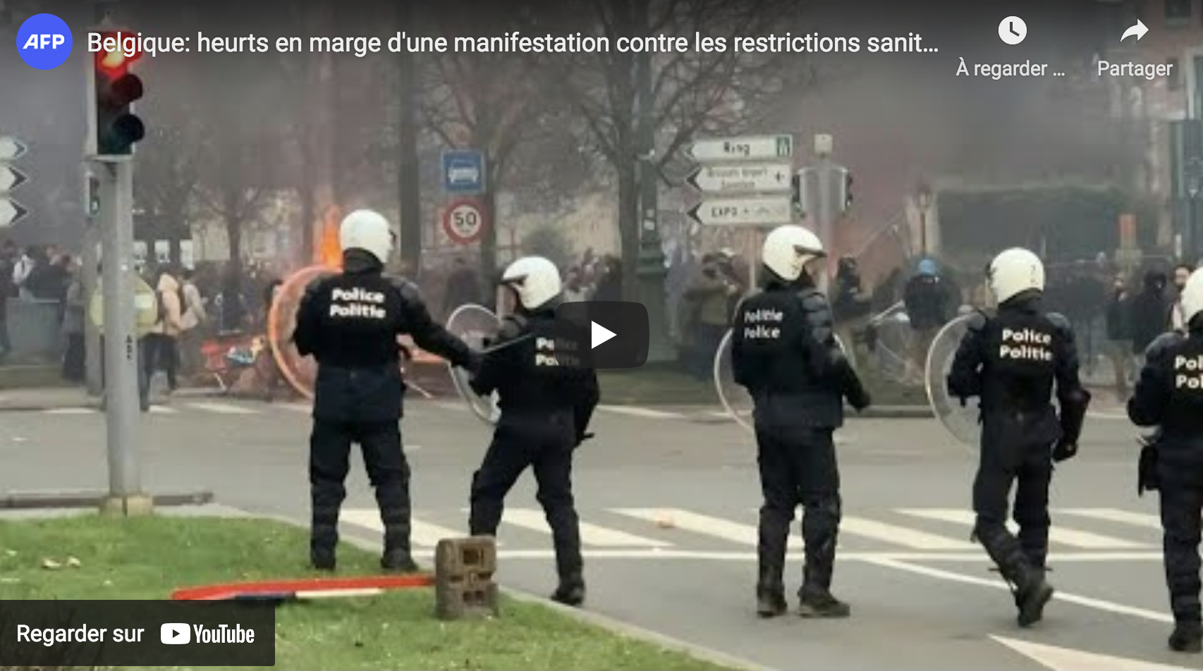 Belgique : heurts violents en marge d’une manifestation contre les restrictions sanitaires (VIDÉOS)