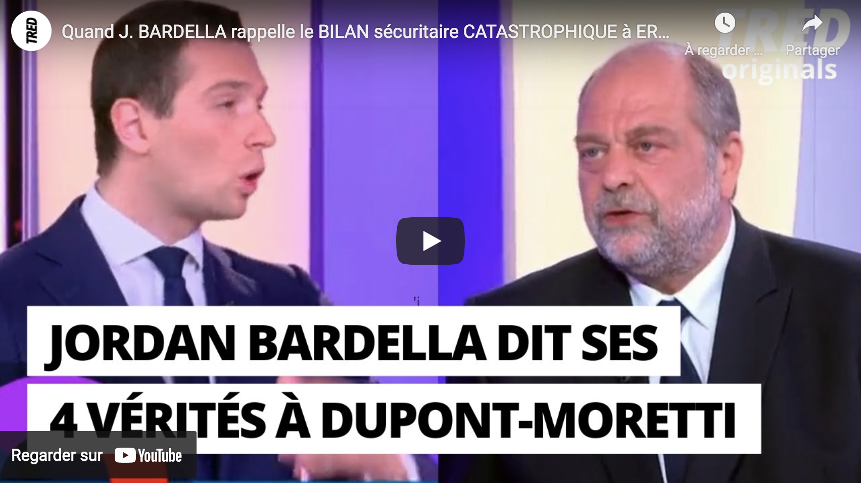 Quand Jordan Bardella rappelle le bilan sécuritaire catastrophique d’Emmanuel Macron à Éric Dupont-Moretti (VIDÉO)