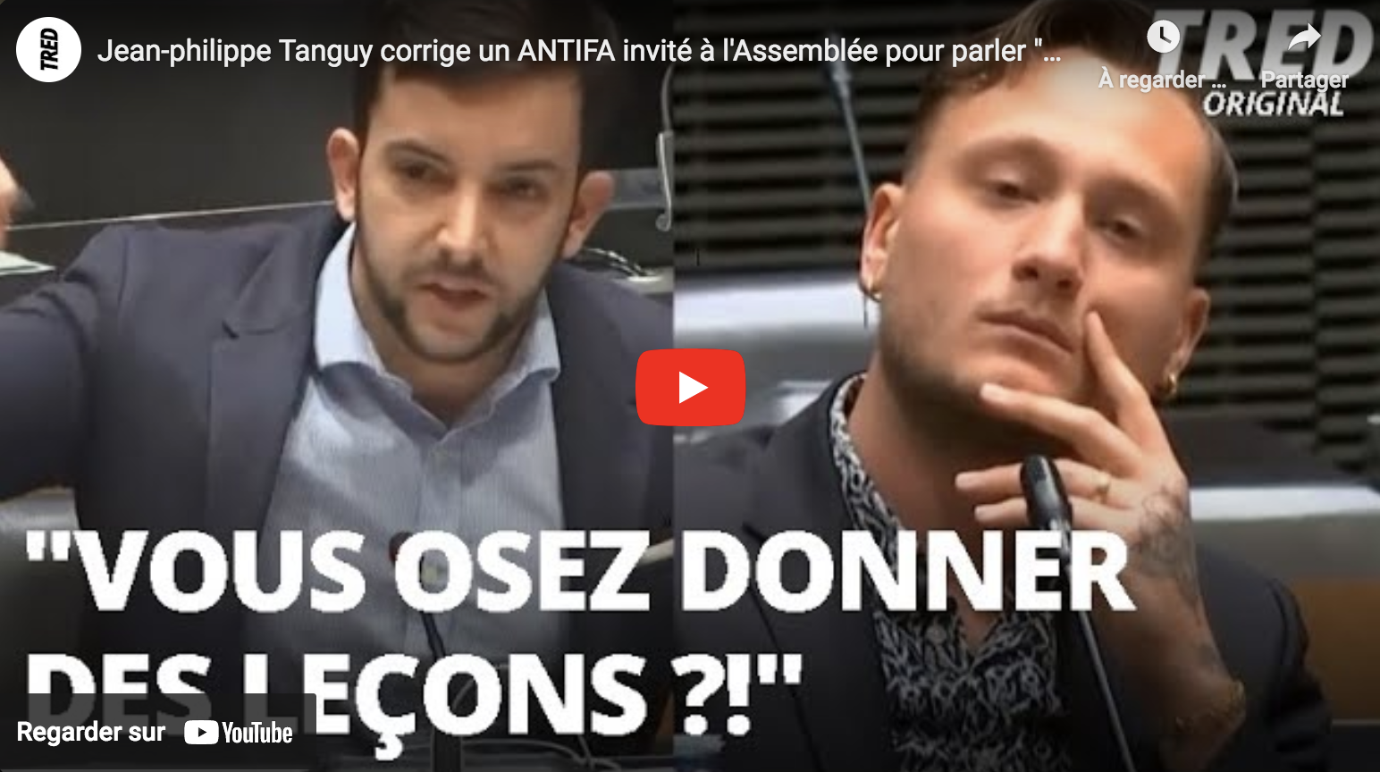 Jean-Philippe Tanguy corrige un antifa invité à l’Assemblée pour parler “menace d’extrême droite” (VIDÉO)