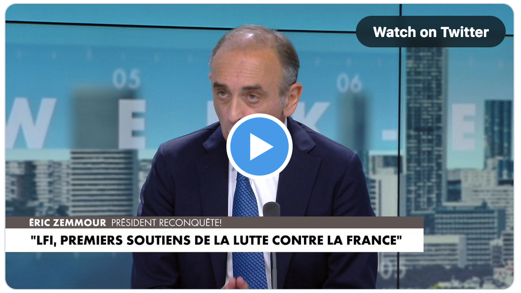 Éric Zemmour : « Évidemment que Jean-Luc Mélenchon est un danger pour la France » (VIDÉO)