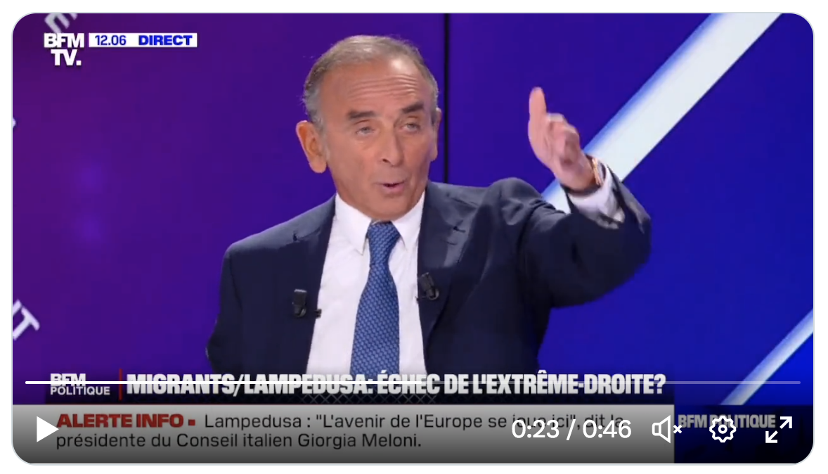Éric Zemmour sur les envahisseurs de Lampedusa : “Ils viennent nous envahir car nous sommes envahissables” (VIDÉO)